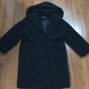 Boohoo Oversized Black Teddy Bear Coat